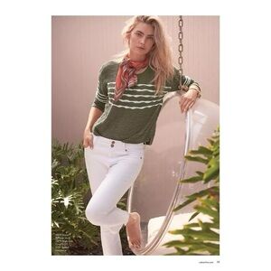 Cabi sweater Scout olive and white, style 5829, cotton, pullover